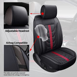 SPEED TREND Leather Car Seat Covers, Premium PU Leather & Universal Fit for Auto Interior Accessories, Automotive Vehicle Cushion Cover for Most Cars SUVs Trucks (ST-004 Front Pair, Black&RED)