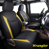 Coverado Wrangler Seat Covers, Waterproof Leather Seat Protectors Customized Fit Full Set, Compatible with 2007-2017 Jeep Wrangler JK Unlimited 4-Door, Fit Sahara Sport X Rubicon(Full Set, Black)