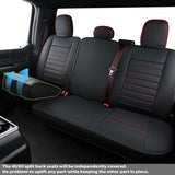 LUCKYMAN CLUB F150 Seat Covers Custom Fit for 2015-2021 F150 Crew Cab, and 2017-2021 F250 F350 Crew Cab with Faux Leather (Black & Red)