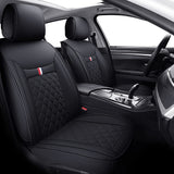 Coverado Leather Car Seat Covers Full Set, Waterproof Leatherette Automotive Vehicle Cushion Cover with Diamond Pattern, Universal Fit for Cars SUV Pick-up Truck, Black