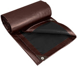 30'x 40' 8 Oz Heavy Duty Tarp Multifunctional Black/Brown Reversible Tarpaulin Cover Thickness 16 Mil Super Durable Tarp Cover UV Resistant Rip and Tear Proof Tarpaulin (30'x 40')