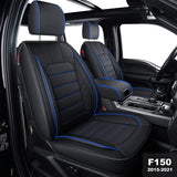 LUCKYMAN CLUB Custom Fit Seat Covers for 2015-2022 F150 Crew Cab, and 2017-2022 F250 F350 Crew Cab with Waterproof Faux Leather (Black & Red)