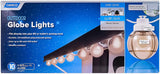 Camco 42772 Decorative RV Awning Globe Lights - 10 Clear Globes on Black Wire, Fits Directly into Your RV Awning Track, Great for Outdoor Events