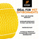 600 ft Twisted Polypropylene Rope - 3/4" - Yellow Floating Poly Pro Cord - Reduced Slip, Easy Knot, Flexible - by Xpose Safety