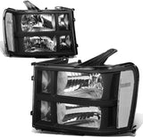 DNA Motoring HL-OH-SIE07-BK-CL1 Black Headlight Replacement for 2007-2014 SIERRA