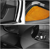 DNA Motoring HL-LB-CI00-BK-AM Black Amber Headlights With LED Day Running Light Bar Replacement For 00-05 Impala