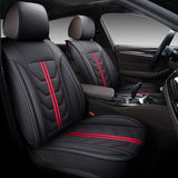 SPEED TREND Leather Car Seat Covers, Premium PU Leather & Universal Fit for Auto Interior Accessories, Automotive Vehicle Cushion Cover for Most Cars SUVs Trucks (ST-004 Front Pair, Black&RED)