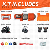 TYT 12V Electric 4500 lb ATV/UTV Winch Kit, Off-Road Waterproof Steel Cable Winch for Towing UTV/ATV Trailer Car, Complete Winch Kit with 2 Wireless Remote and Wired Handle