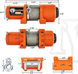 TYT 12V Electric 4500 lb ATV/UTV Winch Kit, Off-Road Waterproof Steel Cable Winch for Towing UTV/ATV Trailer Car, Complete Winch Kit with 2 Wireless Remote and Wired Handle