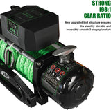 JCS 12000 lb. Load Capacity 12V Winch Synthetic Winch Rope Electric Winch with Hawse Fairlead,Waterproof Winch with Wireless Handheld Remotes and Wired Handle Winch Cover Waterproof