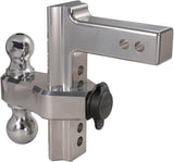 Trimax TRZ8AL 8" Premium Aluminum Adjustable Hitch with Dual Hitch Ball and T3 Receiver Lock, Polished Aluminum