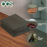 Heavy Duty Waterproof Canvas Tarp by CCS CHICAGO CANVAS & SUPPLY – Extra Durable Multipurpose Camping Tarp Cover with Rustproof Grommets for Industrial & Commercial Use, Olive Drab, 12 by 24 Feet