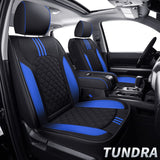 LUCKYMAN CLUB R05-A4 Faux Leather Water Proof Seat Covers, Fit for 2014-2021 Tundra Crew Cab CrewMax Double Cab Pickup Truck with Center Console Cover(Full Set, Black&Blue)