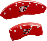 MGP Caliper Covers 10231SSTORD 'ST' Engraved Caliper Cover with Red Powder Coat Finish and Silver Characters, (Set of 4)