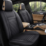 AOOG Leather Car Seat Covers, Leatherette Automotive Seat Covers for Cars SUV Pick-up Truck, Non-Slip Vehicle Car Seat Covers Universal Fit Set for Auto Interior Accessories, Full Set, Beige