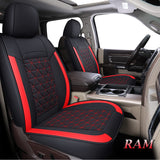Coverado Car Seat Covers Full Set, Dodge RAM Seat Cover Waterproof Leather Protector Fit 2009-2022 1500 2010-2022 2500 3500 Truck Pickup CrewCab with Curved Back Bench, Black