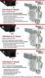 180 HITCH LTB6-2.5-KA Aluminum Adjustable 6" Drop, Stainless Steel Ball, 2.5" Receiver 18,500 GTW