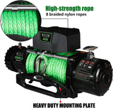 JCS 12000 lb. Load Capacity 12V Winch Synthetic Winch Rope Electric Winch with Hawse Fairlead,Waterproof Winch with Wireless Handheld Remotes and Wired Handle Winch Cover Waterproof