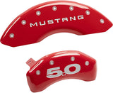 MGP Caliper Covers 10198SM50RD Red Brake Covers Engraved with Silver Mustang/5.0 (2011) (Set of 4)