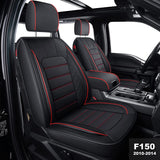 LUCKYMAN CLUB Custom Fit Seat Covers for 2015-2022 F150 Crew Cab, and 2017-2022 F250 F350 Crew Cab with Waterproof Faux Leather (Black & Red)