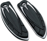 Kuryakyn 4566 Motorcycle Foot Control Component: Zombie Skull Driver Board Floorboard Covers for 1984-2019 Harley-Davidson Motorcycles, Chrome, 1 Pair
