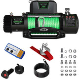 JCS 12000 lb. Load Capacity 12V Winch Synthetic Winch Rope Electric Winch with Hawse Fairlead,Waterproof Winch with Wireless Handheld Remotes and Wired Handle Winch Cover Waterproof