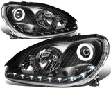 DNA Motoring HL-HPL-LED-W22000-BK Black Projector Headlights With LED Halo Strip Replacement For W220 S-Class