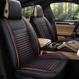 AOOG Leather Car Seat Covers, Leatherette Automotive Seat Covers for Cars SUV Pick-up Truck, Non-Slip Vehicle Car Seat Covers Universal Fit Set for Auto Interior Accessories, Full Set, Beige