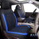 Coverado Car Seat Covers Full Set, Dodge RAM Seat Cover Waterproof Leather Protector Fit 2009-2022 1500 2010-2022 2500 3500 Truck Pickup CrewCab with Curved Back Bench, Black