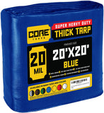 Core Tarps Extreme Heavy Duty 20 Mil Tarp Cover, Waterproof, UV Resistant, Rip and Tear Proof, Poly Tarpaulin with Reinforced Edges for Roof, Camping, Patio, Pool , Boat (Blue 20′ X 20′)