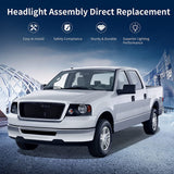 AUTOSAVER88 Headlight Assembly Compatible with 2004 2005 2006 2007 2008 Ford F-150 Passenger and Driver side Black Housing Clear Lens Amber Reflector
