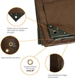Super Heavy Duty Poly Tarp Cover Thick 16 Mil, Waterproof, 100% UV Resistant, Rot/Rip/Tear Proof Tarpaulin (Cut Size: 18' x 24', Finished Size: 17'6" x 23'6", Dark Brown)