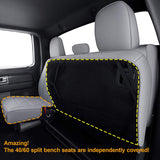 LUCKYMAN CLUB Custom Seat Covers Fit for 2015-2020 F150 Crew Cab, 2017-2020 F250 F350 F450 Superduty Crew Cab with Faux Leather (F1-Gray )