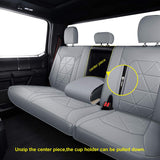 LUCKYMAN CLUB Custom Seat Covers Fit for 2015-2020 F150 Crew Cab, 2017-2020 F250 F350 F450 Superduty Crew Cab with Faux Leather (F1-Gray )