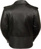 Ladies Leather Motorcycle Leather Jacket Plain Sides