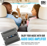 Banda 1-Channel Vehicle Audio Bass Amplifier - High-Powered Mono Bass Amplifier w/Subsonic Filter and Low Pass Filter Stable at 2 ohm, LED Indicators, Sound Specialization - 2K2