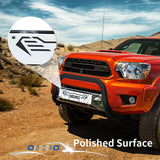 oEdRo Bull Bar Fits 2005-2015 Toyota Tacoma, Pickup Front Brush Push Bumper Guard Textured Black, w / Chrome Skid Plate Light Mount