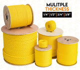600 ft Twisted Polypropylene Rope - 3/4" - Yellow Floating Poly Pro Cord - Reduced Slip, Easy Knot, Flexible - by Xpose Safety