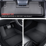 BASENOR Tesla Model 3 Floor Mat 3D All-Weather Anti-Slip Waterproof Full Cover Floor Liners Set Carpet Set Compatible with Tesla Model 3 2022 2021