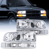 Nilight Headlight Assembly for 1998 1999 2000 2001 2002 2003 2004 2005 Chevy Blazer Headlights 1998-2004 Chevrolet S10 Pickup Replacement Headlamp Housing Bumper Lights, 2 Years Warranty