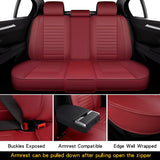 Isen-CoverAuto Full Coverage Faux Leather Car Seat Covers Universal Fit for Cars SUVs Trucks, Auto Car Seat Covers in Automotive Interior Accessories Vehicle Car Seat Cushions Full Set (Burgundy)