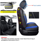 LUCKYMAN CLUB R05-A4 Faux Leather Water Proof Seat Covers, Fit for 2014-2021 Tundra Crew Cab CrewMax Double Cab Pickup Truck with Center Console Cover(Full Set, Black&Blue)