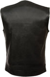 Milwaukee Leather SOA Men's Black Leather Motorcycle Vest Zipper & Snap Closure w/ Gun Pockets LKM3711