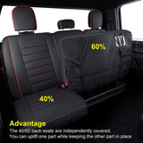 LUCKYMAN CLUB Custom Fit Seat Covers for 2015-2022 F150 Crew Cab, and 2017-2022 F250 F350 Crew Cab with Waterproof Faux Leather (Black & Red)