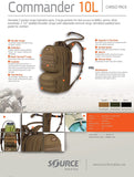 Source Tactical Commander 10L Hydration Pack with 3L WLPS Low Profile Hydration Bladder - Storm High-Flow Push-Pull Drinking Valve - MOLLE Webbing for Equipment Attachment