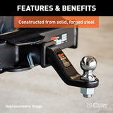 CURT 45460 Commercial Duty Forged Trailer Hitch Ball Mount, 2-1/2-Inch Receiver, 20,000 lbs, 1-1/4-Inch Hole, 8-Inch Drop