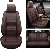 AOOG Leather Car Seat Covers, Leatherette Automotive Seat Covers for Cars SUV Pick-up Truck, Non-Slip Vehicle Car Seat Covers Universal Fit Set for Auto Interior Accessories, Full Set, Beige