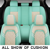 Zrona03 Leather Car Seat Covers for 5 Passenger Cars, Faux Leatherette Automotive Vehicle Cushions Covers, SUV Universal Fit Set for Auto Interior Accessories (Tiffany Blue & White)