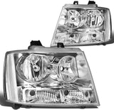 DNA Motoring HL-OH-CSA07-CH-CL1 Chrome Housing Headlights Compatible with 07-14 Tahoe Suburban Avalanche
