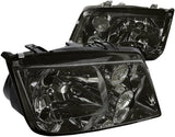 DNA Motoring HL-OH-VWJE99-SM Pair of Smoke Lens Euro-Spec E-Code Style Headlights Compatible with 99-05 Jetta MKIV,Left & Right Side